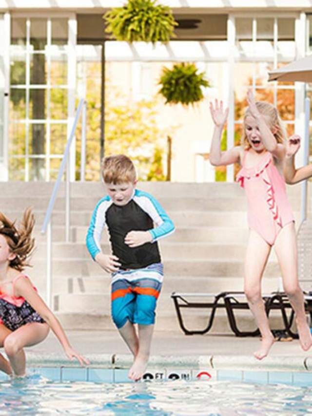 Kids playing in a pool