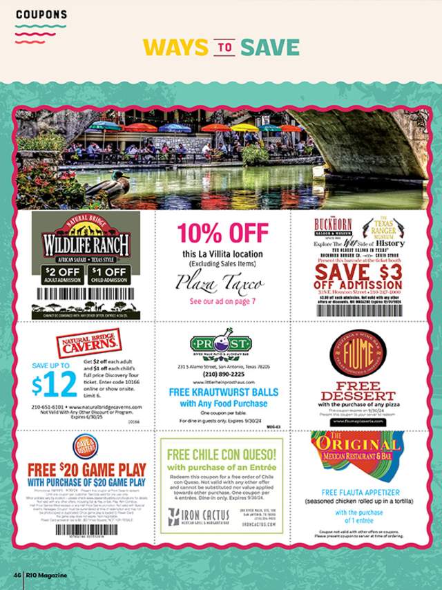 Page spread with coupons