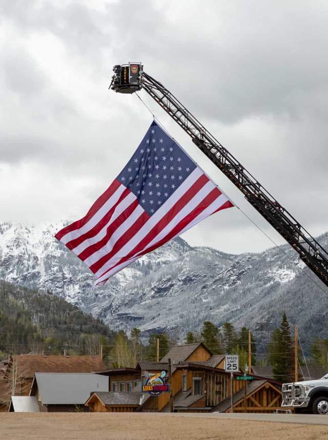 flag on ladder