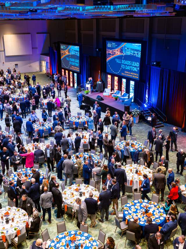 a large convention meeting at the dayton convention center