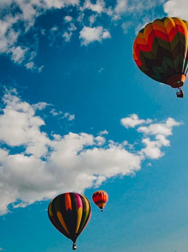 Hot air balloons in flight