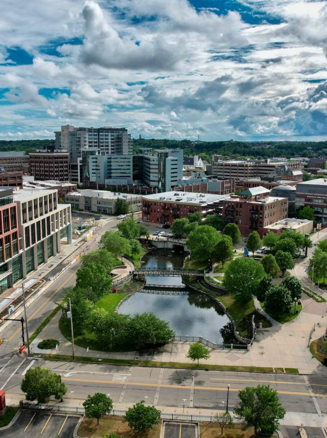 Aerial view of downtown Kalamazoo