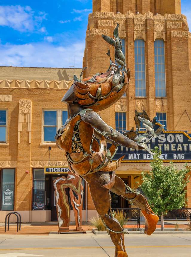 Sculpture with Stifel Theatre in background