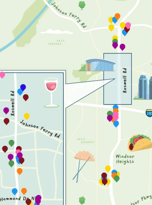 A portion of the virtual Restaurant Row Sandy Springs Screenshot