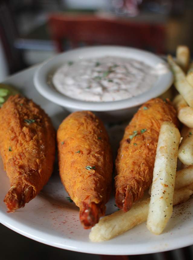 Orlandeaux's Cafe stuffed shrimp with fries and saucein Shreveport, La.