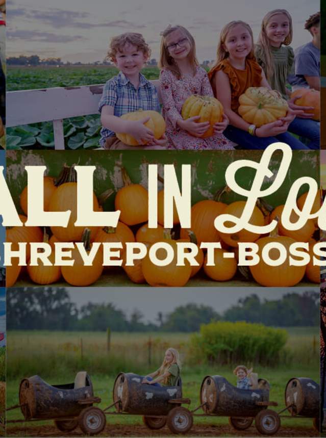 Grid Featuring Fall Festivals in Shreveport-Bossier With Text "Fall in Love With Shreveport-Bossier".