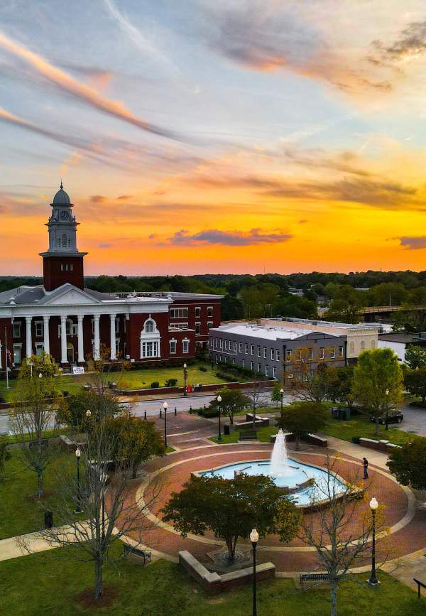 ariel shot of downtown Opelika