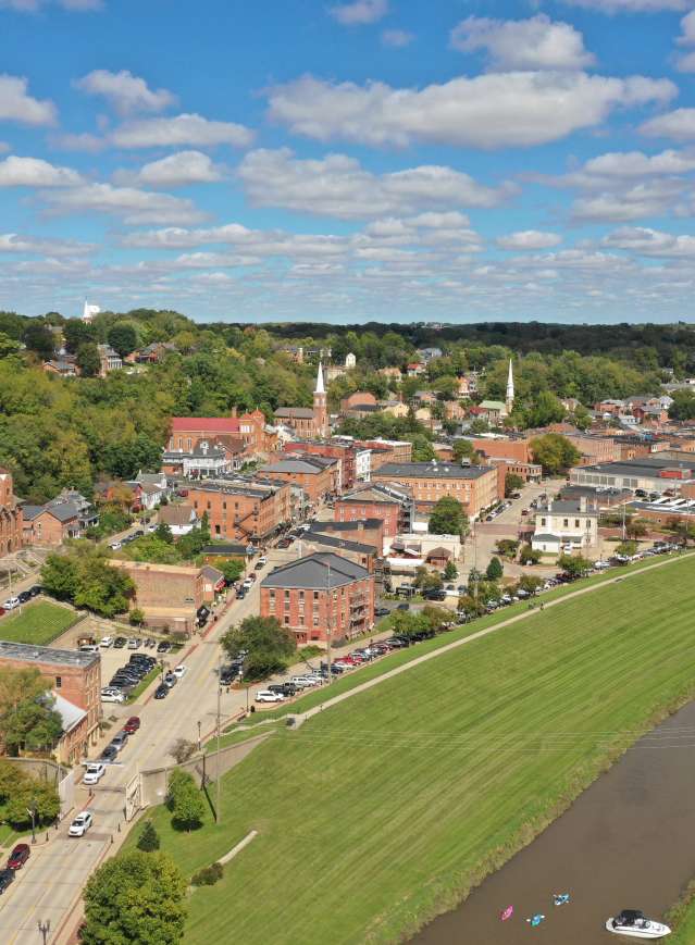 Arial view of City of Galena, IL