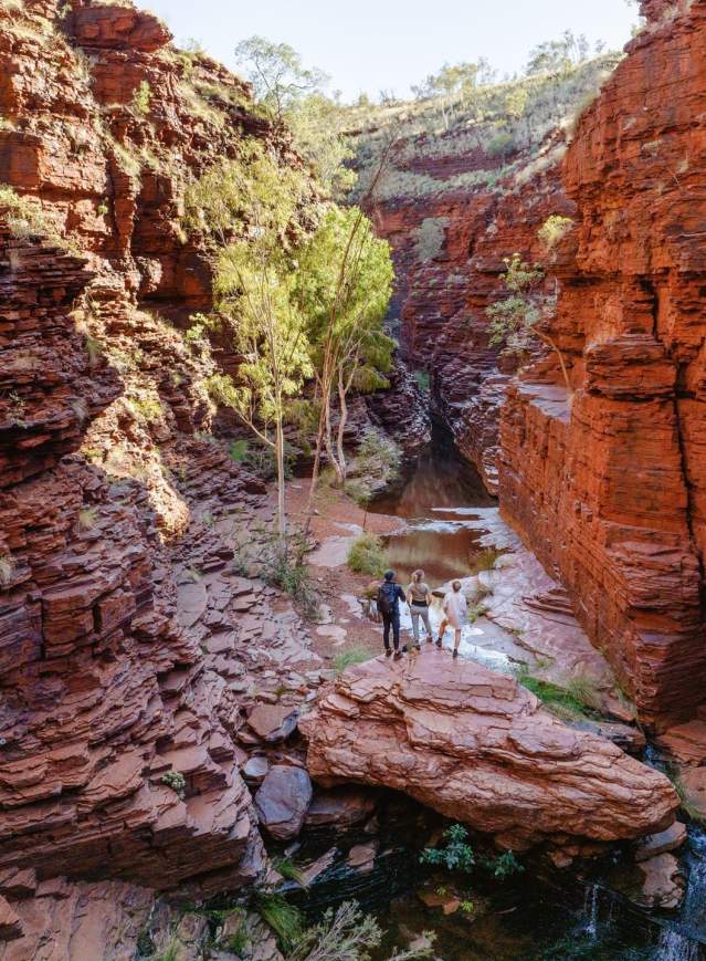 People standing in Joffre Gorge, Karijini National Park