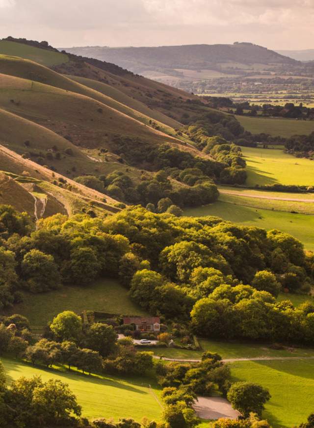 A panoramic view over Fulking in the south downs national park