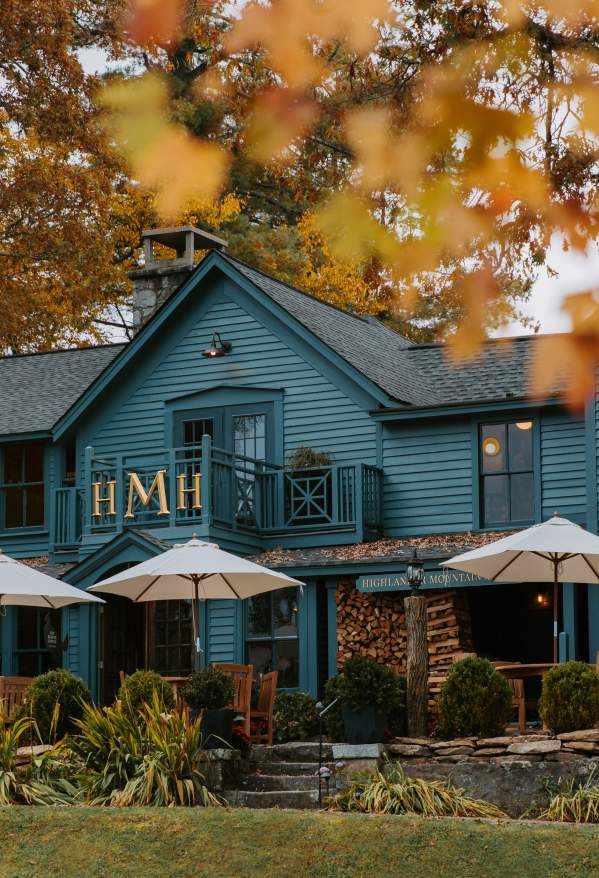 The exterior of Highlander Mountain House in Highlands, North Carolina.