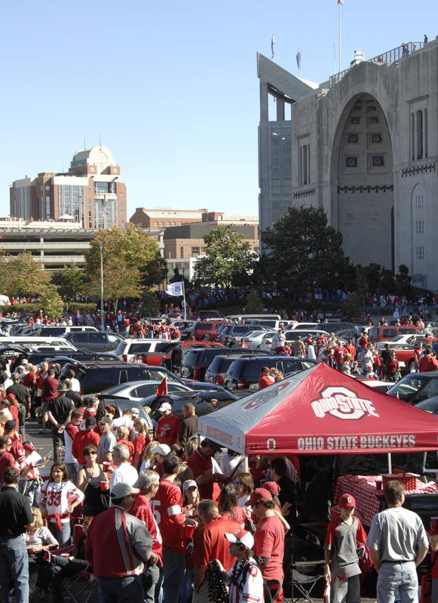 View of Ohio Stadium on a gameday in Columbus.