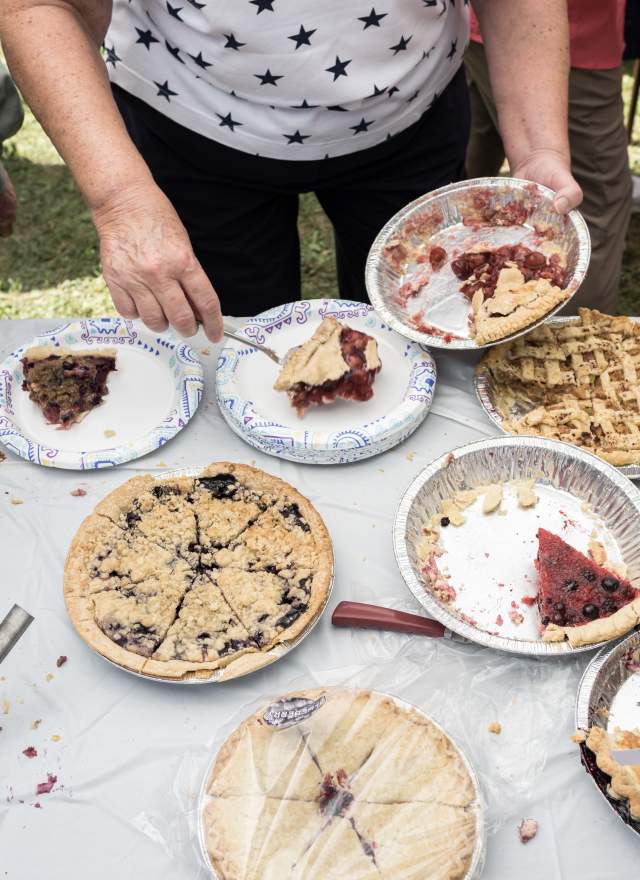 Pies on a table at 4th of July Picnic
