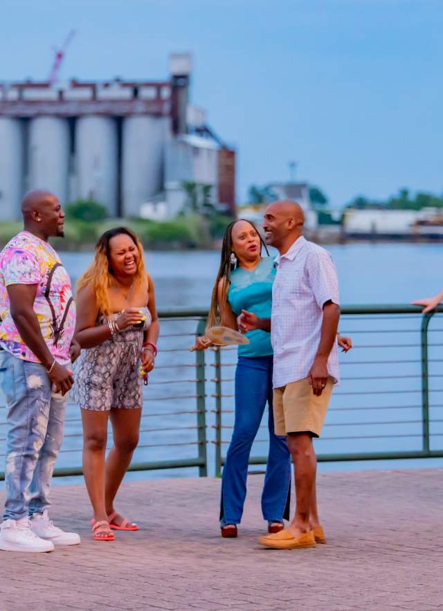 Group of people on the waterfront at Cooper Riverside Park