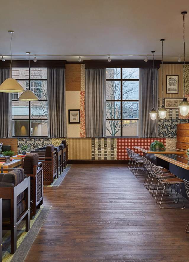 Lobby seating at Graduate Bloomington hotel
