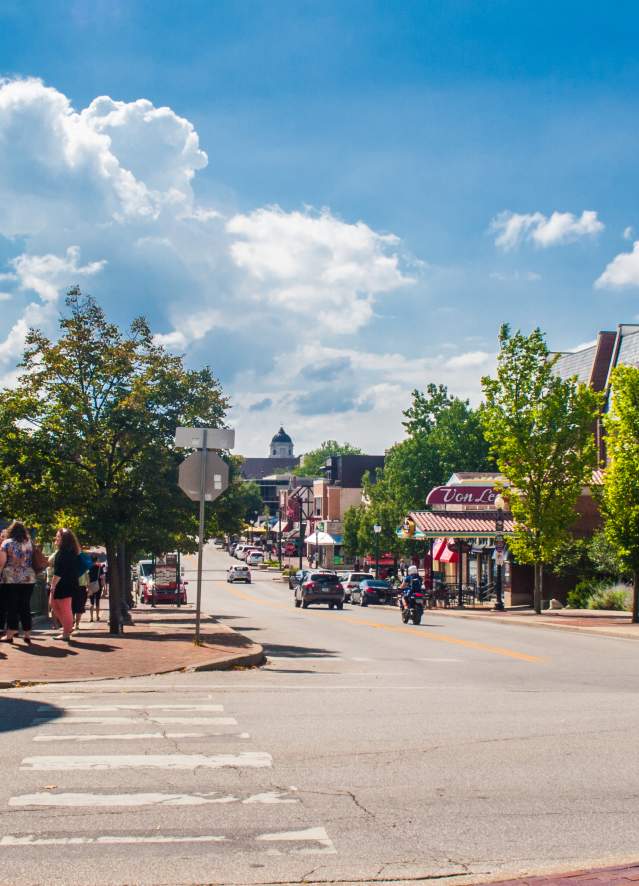 A lively Kirkwood Avenue on a sunny summer day