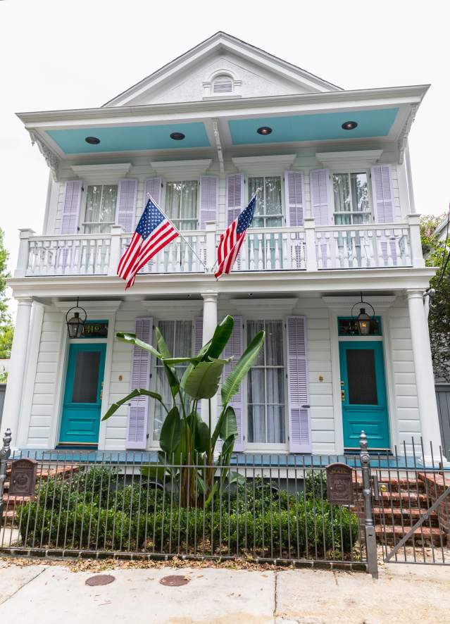 Garden District home, flags
