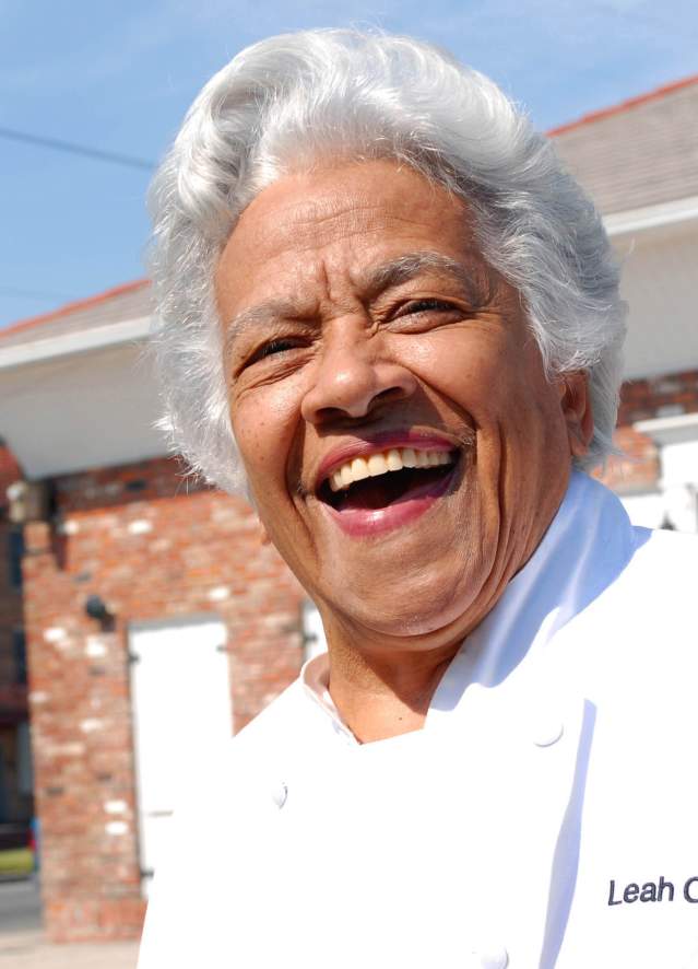 Leah Chase in front of Dooky Chase’s Restaurant