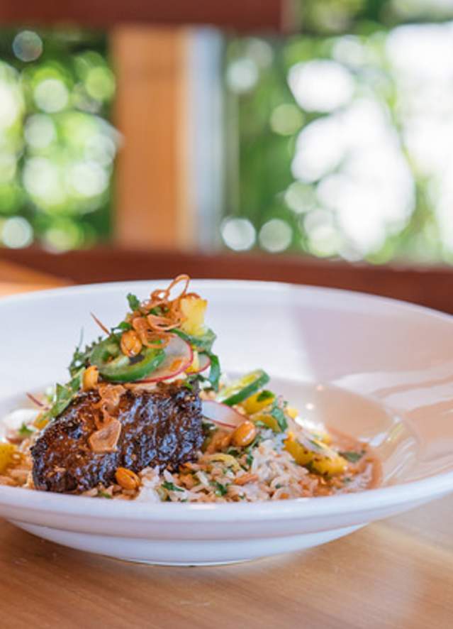 Short Rib with Adobe Sauce and Mango Salad from Mondo Restaurant