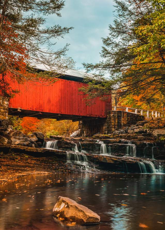 Packsaddle Bridge features stunning fall foliage views in the Laurel Highlands.