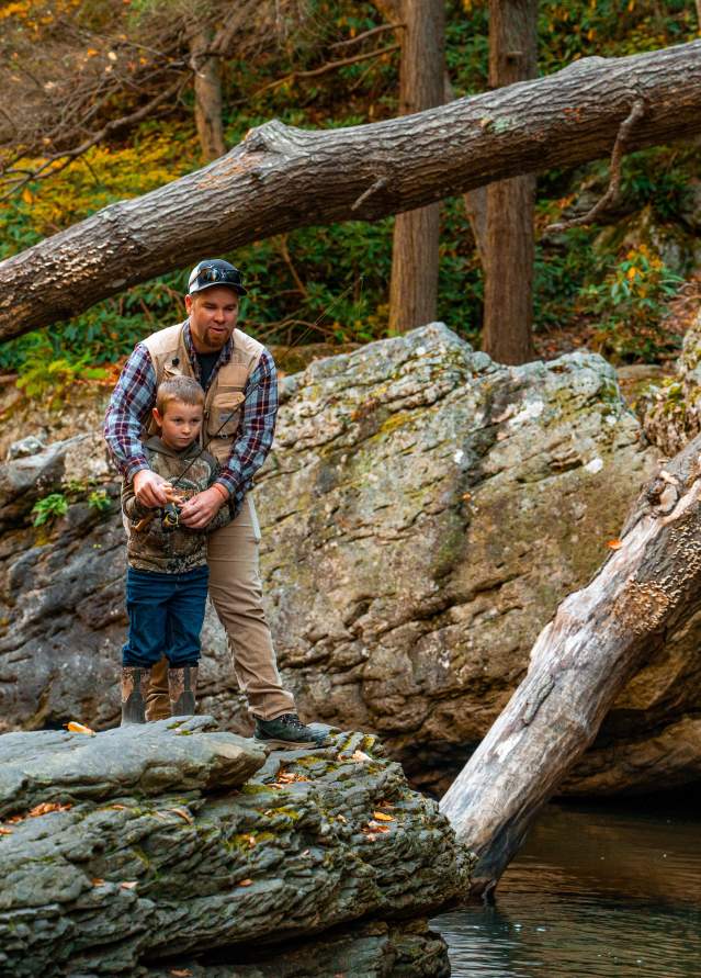Father and Son fishing in the fall