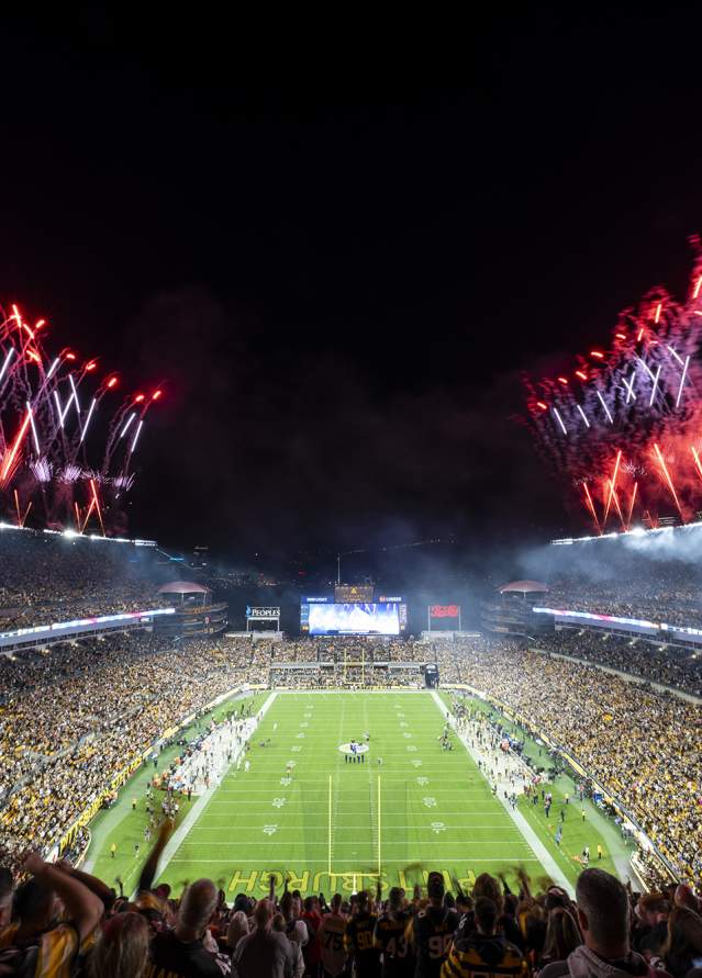 Steelers football stadium with fireworks