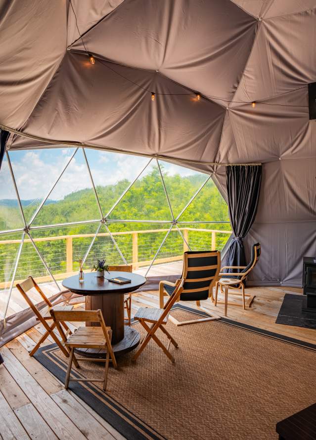 Wander Ridge inside set up of a yurt.