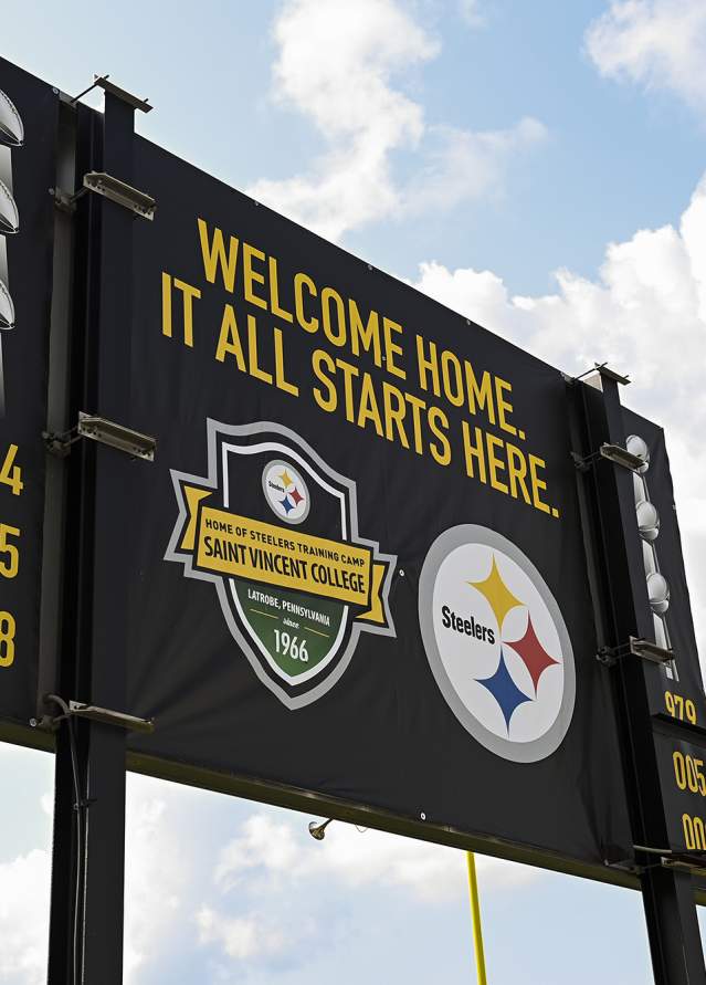 Steelers Training Camp sign Welcome Home. It All Starts Here.