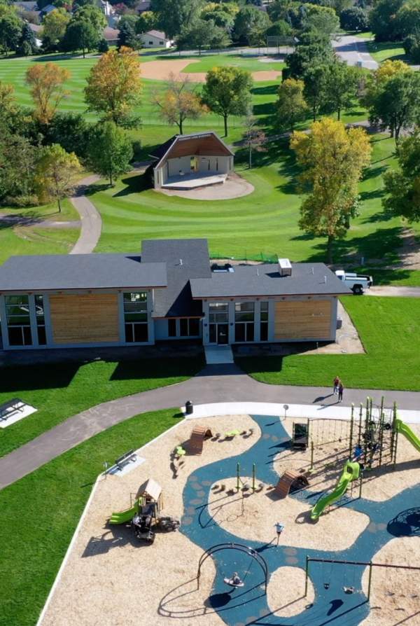 Large park with playground and event facilities