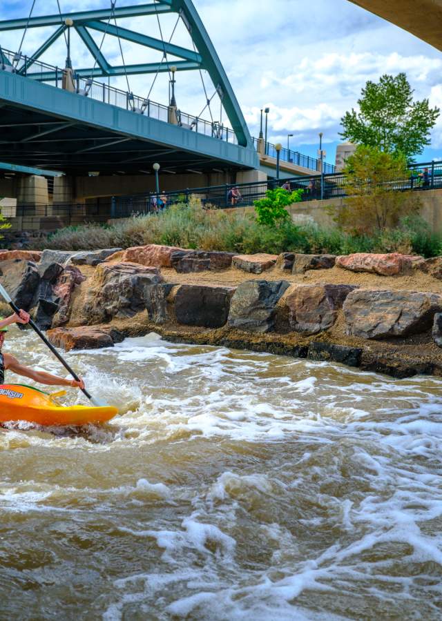 Kayaking at Confluence Park in Denver, Colorado