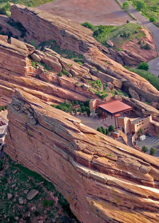 Aerial view of Red Rocks Park & Amphitheater