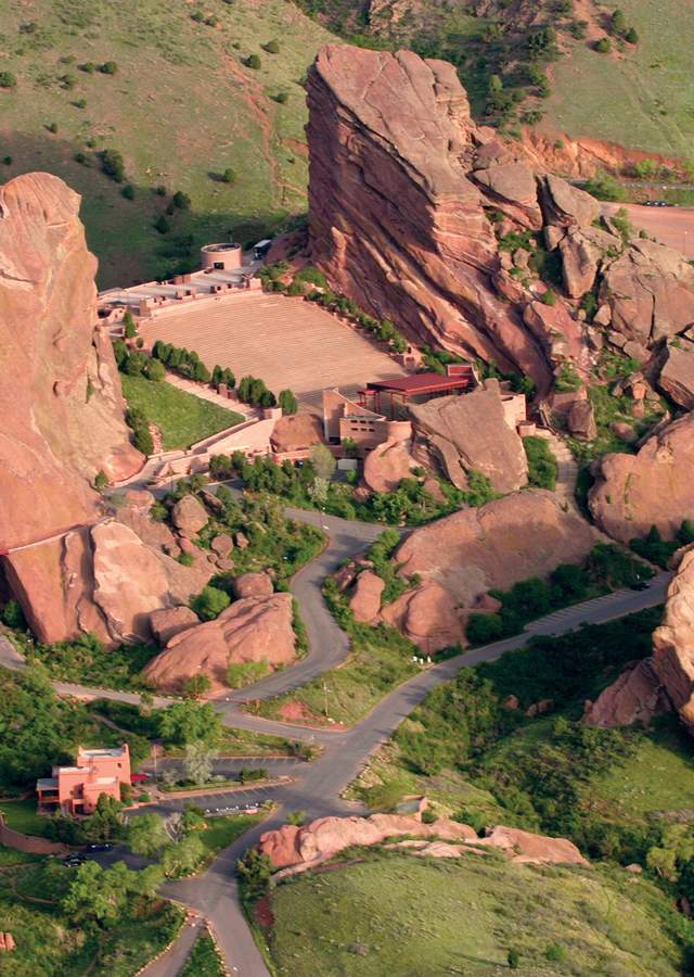 Aerial view of Red Rocks.