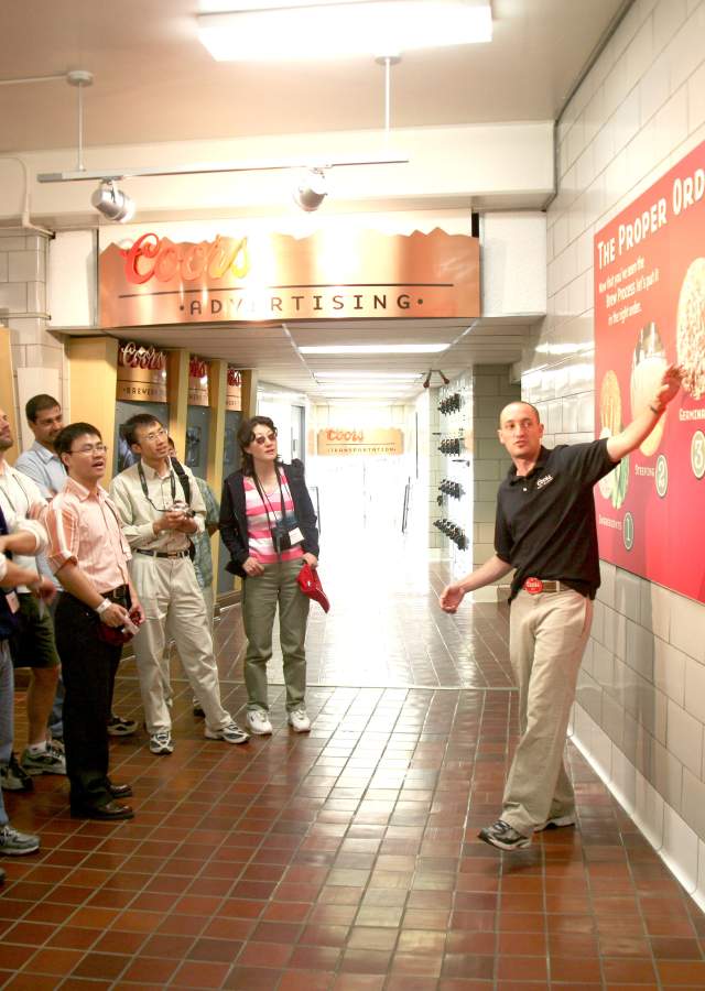 Guide teaches beer making at the Coors Brewery