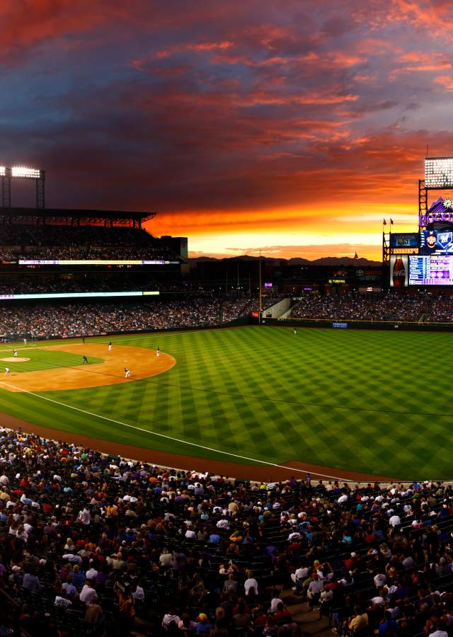 Sunset over Coors Field  Colorado rockies baseball, Colorado rockies,  Baseball park
