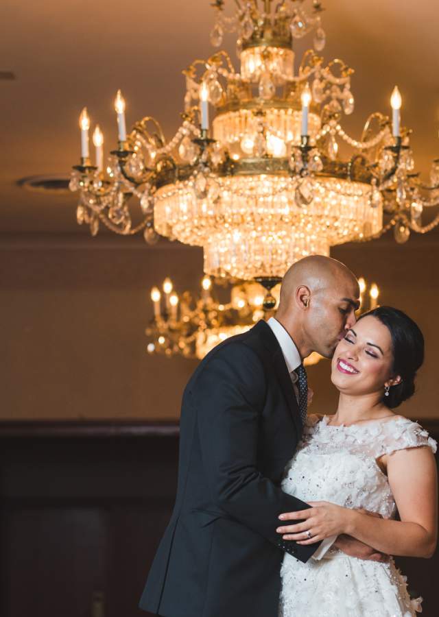 Bride and Groom at a Vintage Interior Wedding in Denver, Colorado