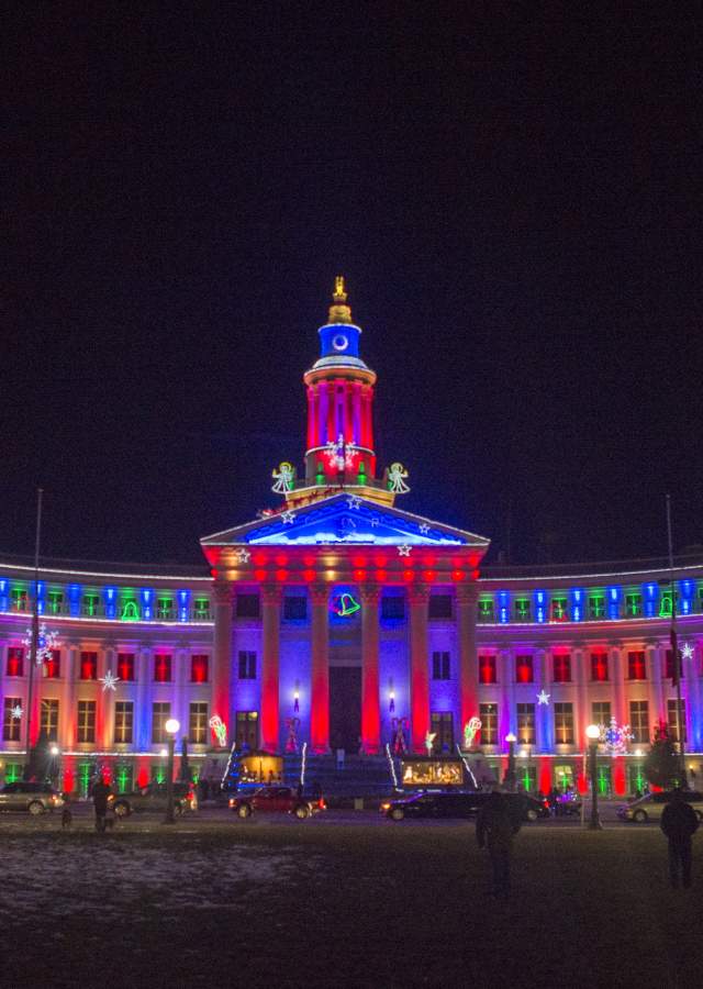 Denver City and County Building during the holidays