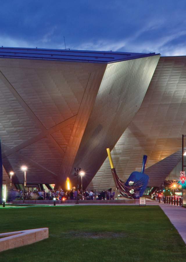 Denver Art Museum Exterior at Night