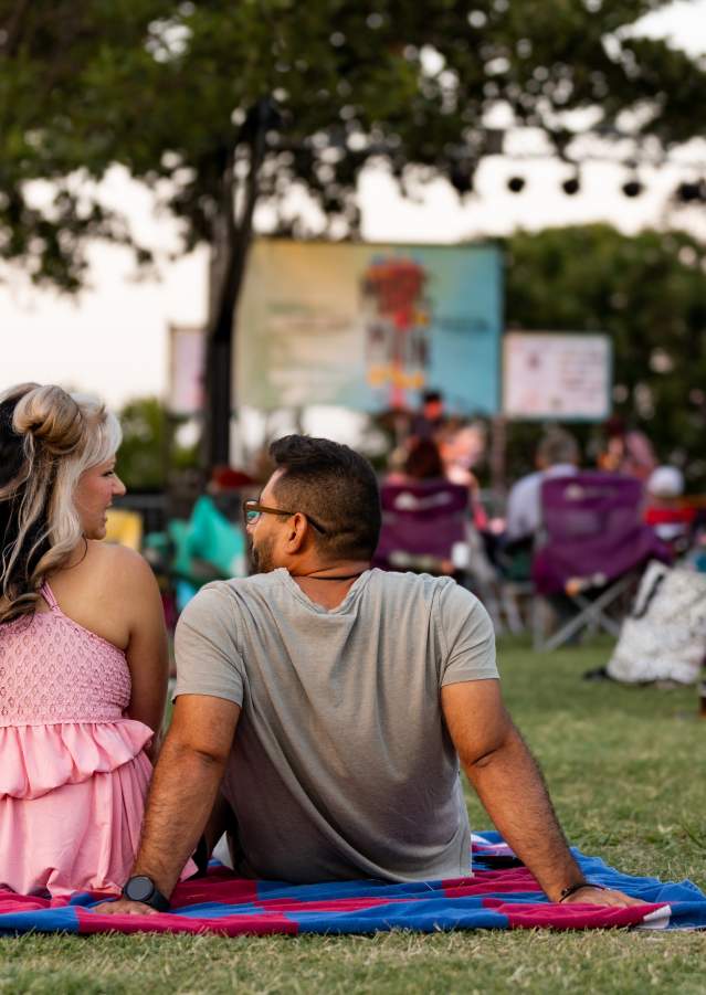 Couple enjoying live music together at Denison’s Music on Main event