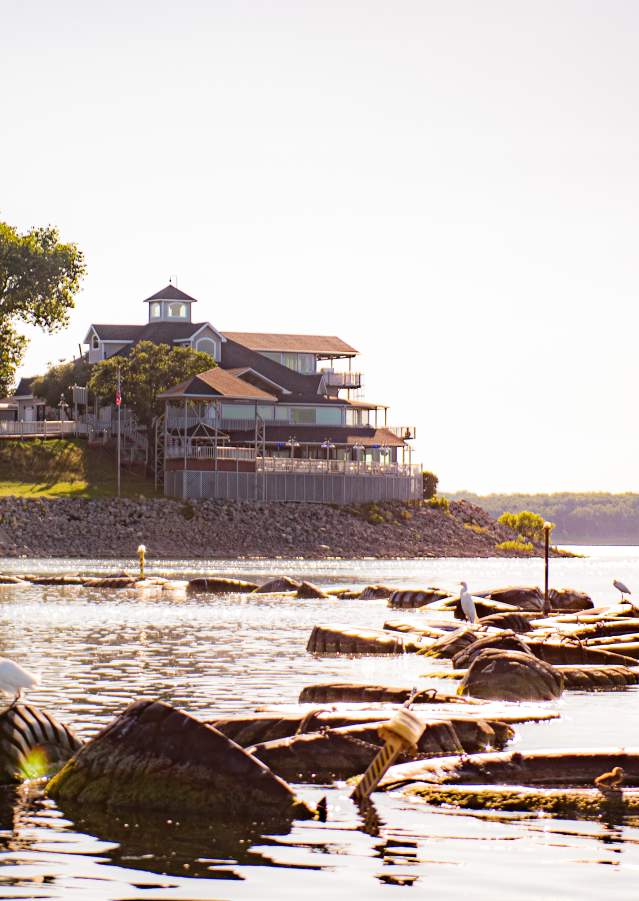 Views of Lake Texoma and the Point Restaurant on a sunny evening