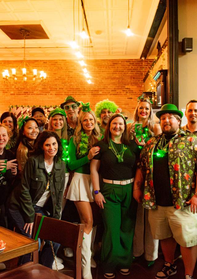 Group pictured enjoying Denison’s Downtown St. Patrick’s Day Pub Crawl event