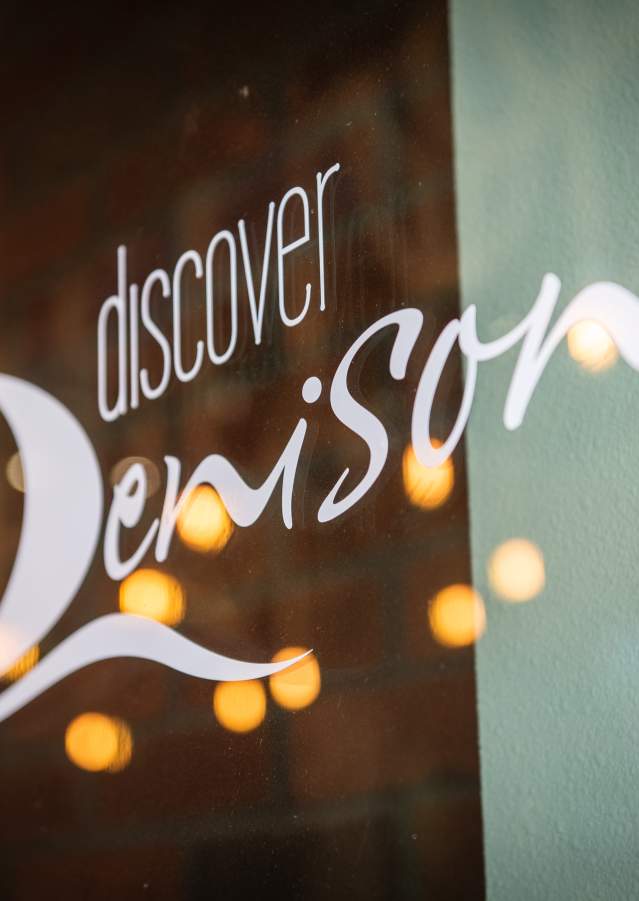 Discover Denison logo on Visitor Center Front Door