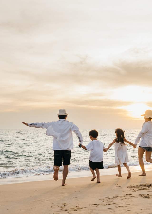 family at the beach