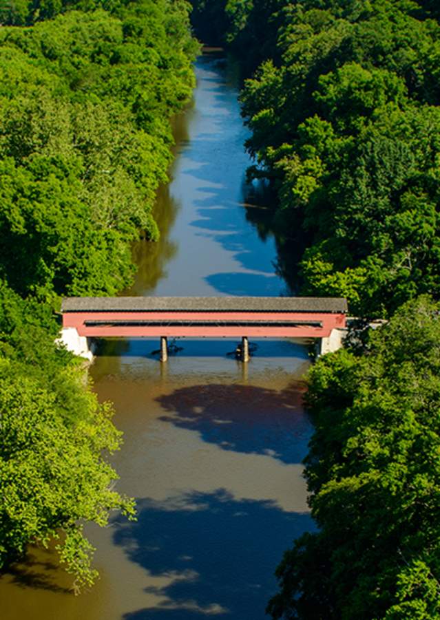 Aerial View of Brandywine Valley Covered Bridge