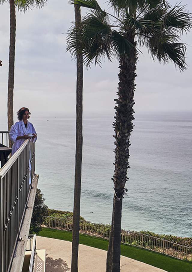 Woman Balcony Resort Hotel Beach