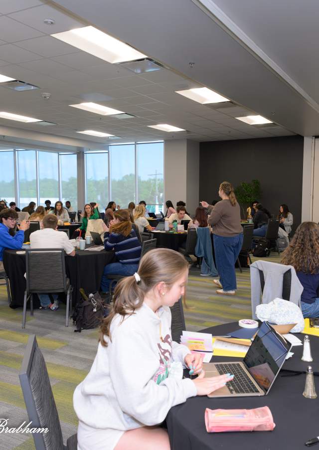 A group of students learning about the economic impact of Rocky Mount, NC.