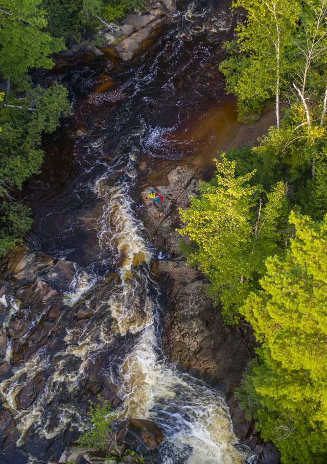 Aerial view of Yellow Dog Falls in Big Bay