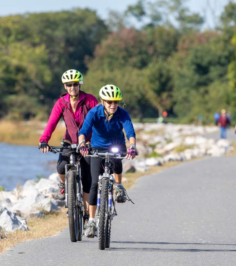 Cyclists on Delaware’s River Towns Ride along scenic Route 9 in Wilmington.