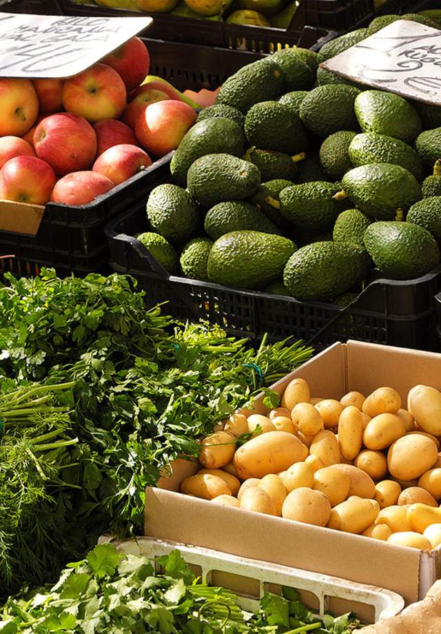 Fresh produce at a farmers market