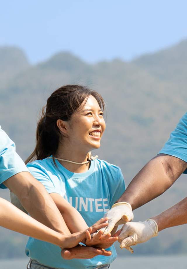 Group of smiling volunteers