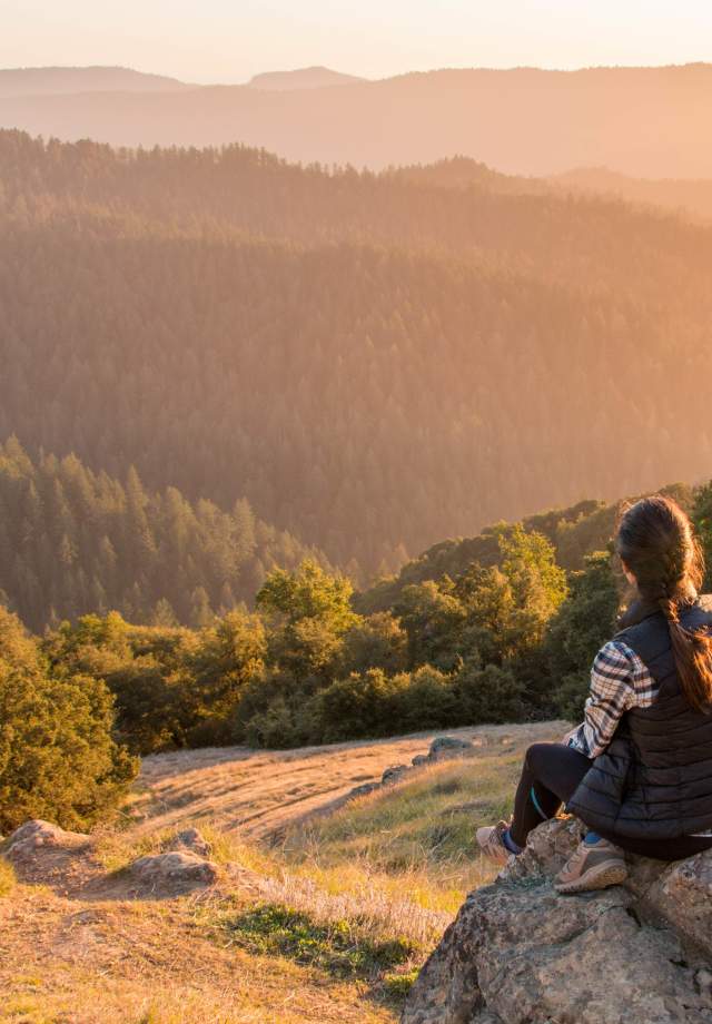 Girl looking out to the horizon at  La Honda Creek